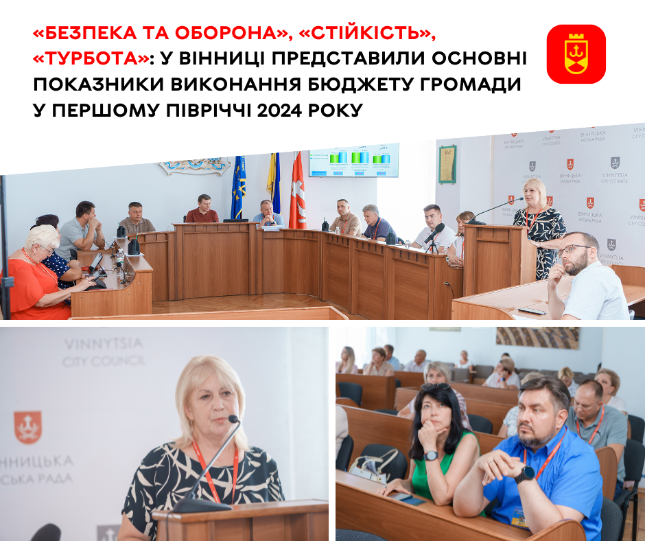  «Безпека та оборона», «Стійкість», «Турбота»: у Вінниці представили основні показники виконання бюджету громади у першому півріччі 2024 року