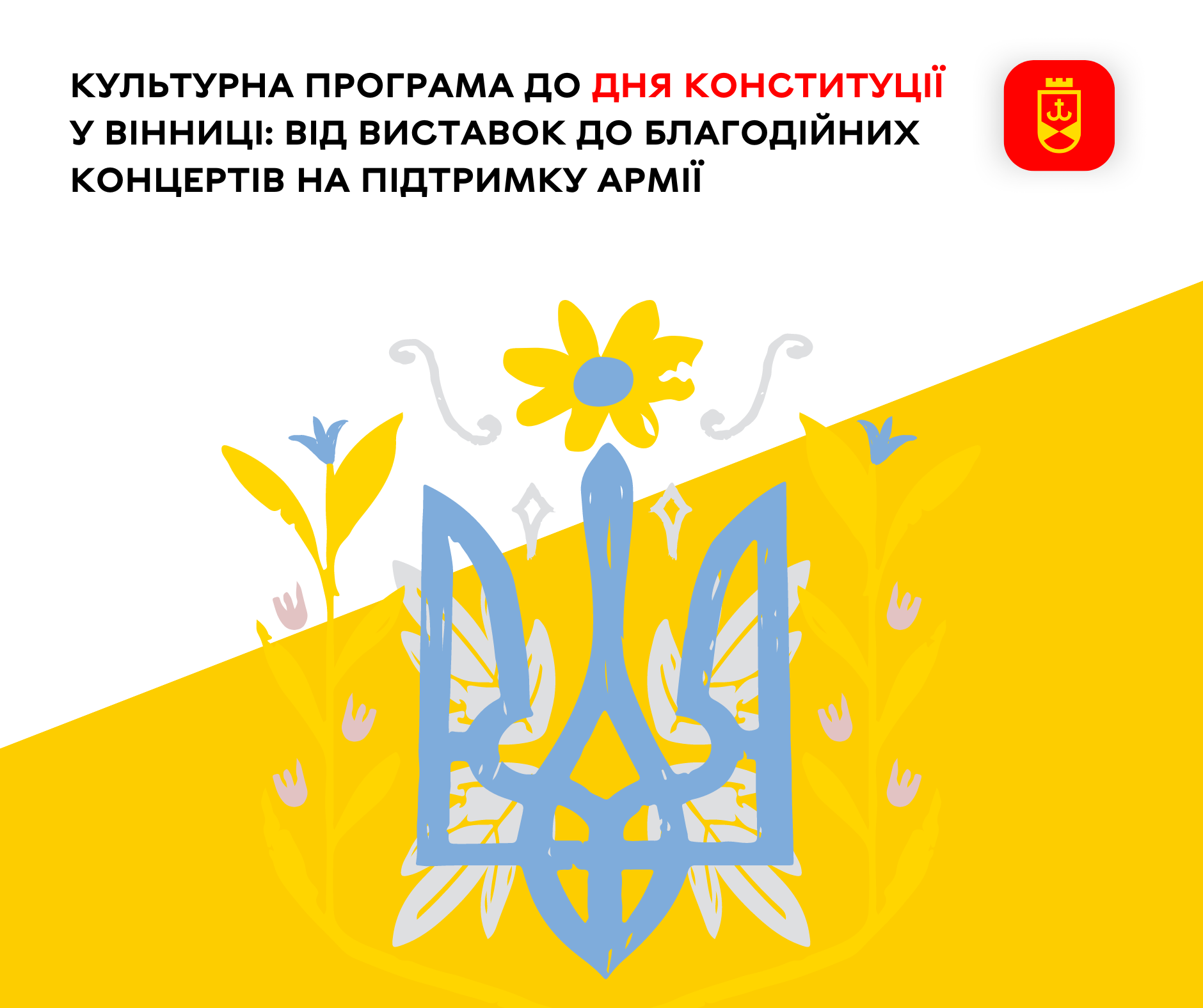  Культурна програма до Дня Конституції у Вінниці: від виставок до благодійних концертів на підтримку армії    
