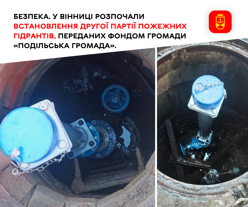Безпека. У Вінниці розпочали встановлення другої партії пожежних гідрантів, переданих Фондом громади «Подільська громада»